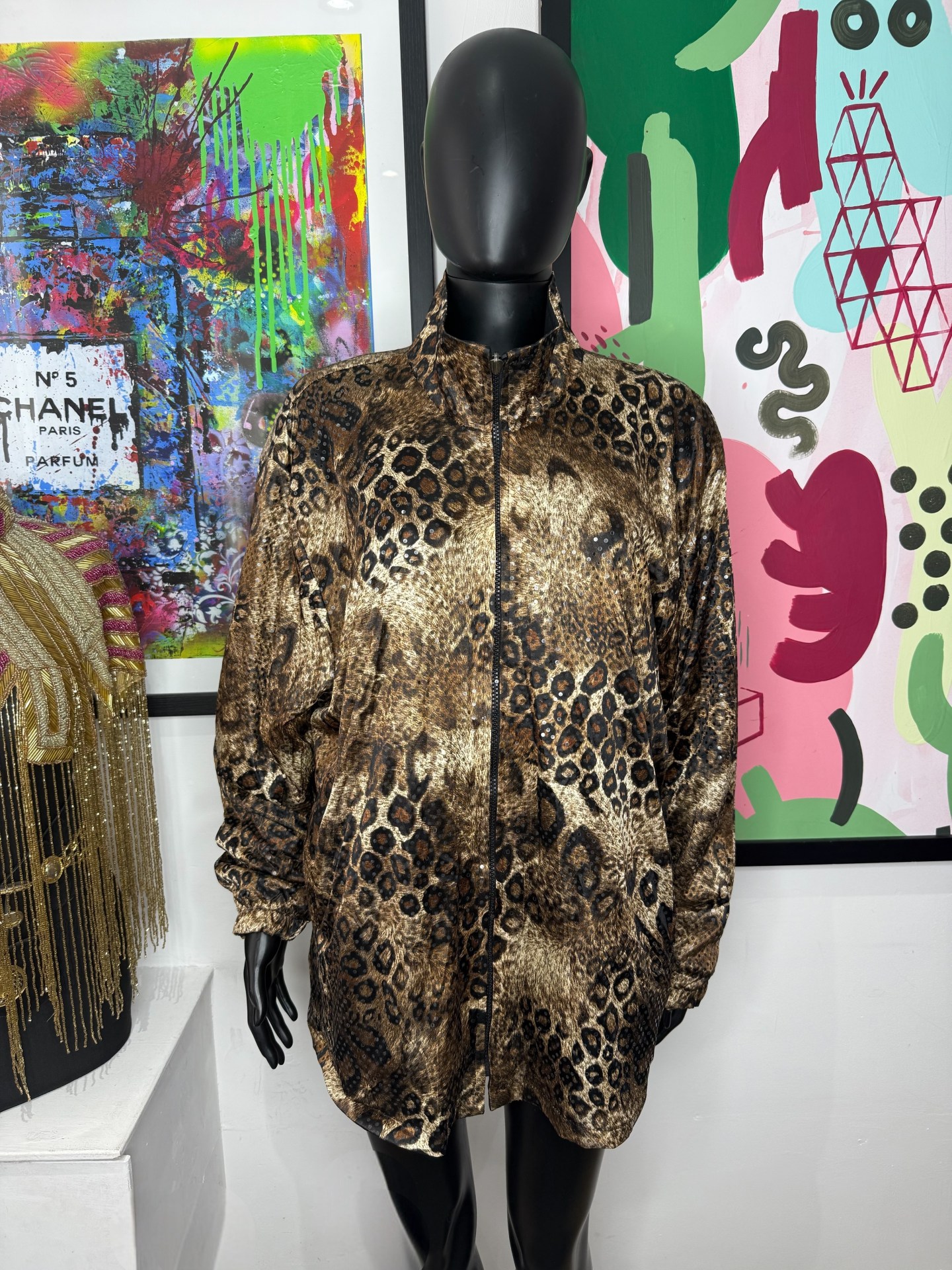 Reversible Vintage 1990s Leopard Print Disco Jacket