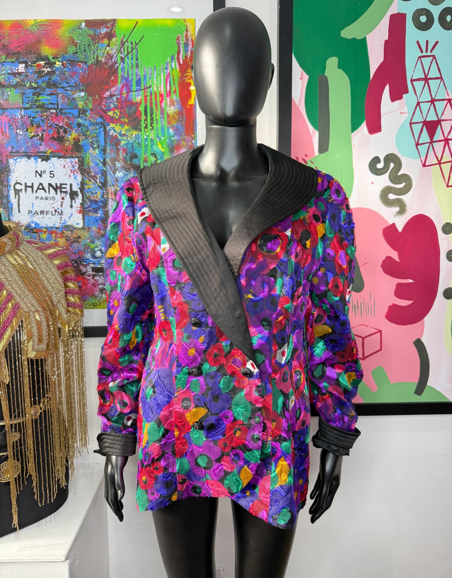 Frank Usher 1980s Vintage Floral Embroidered Jacket