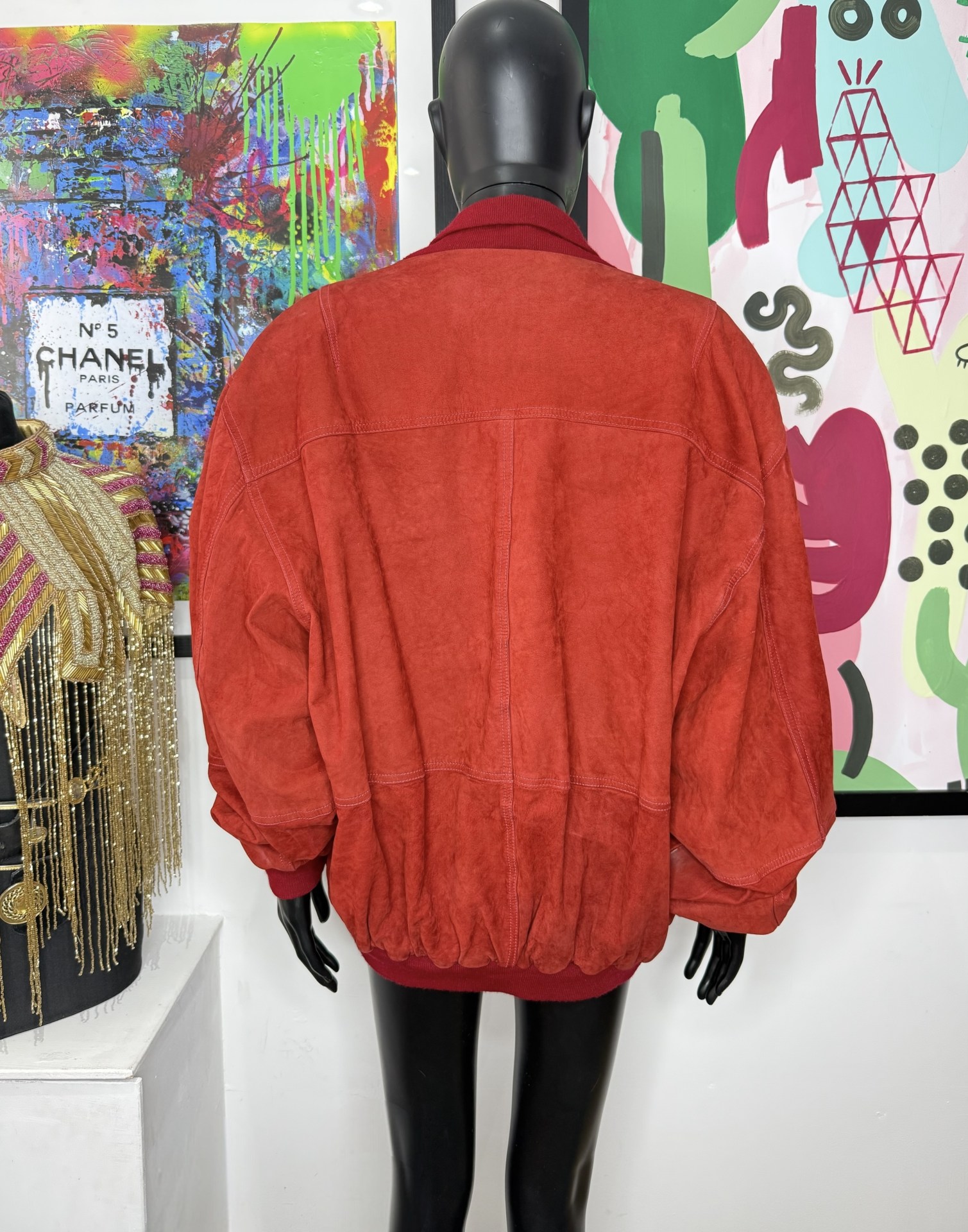 Gino Monti 1980s Red Vintage Suede Bomber Jacket - Image 2