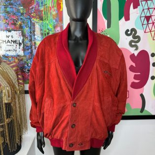 Gino Monti 1980s Red Vintage Suede Bomber Jacket