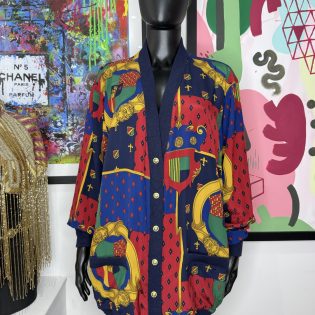 Vintage 1990s Baroque Print Cardigan Jacket