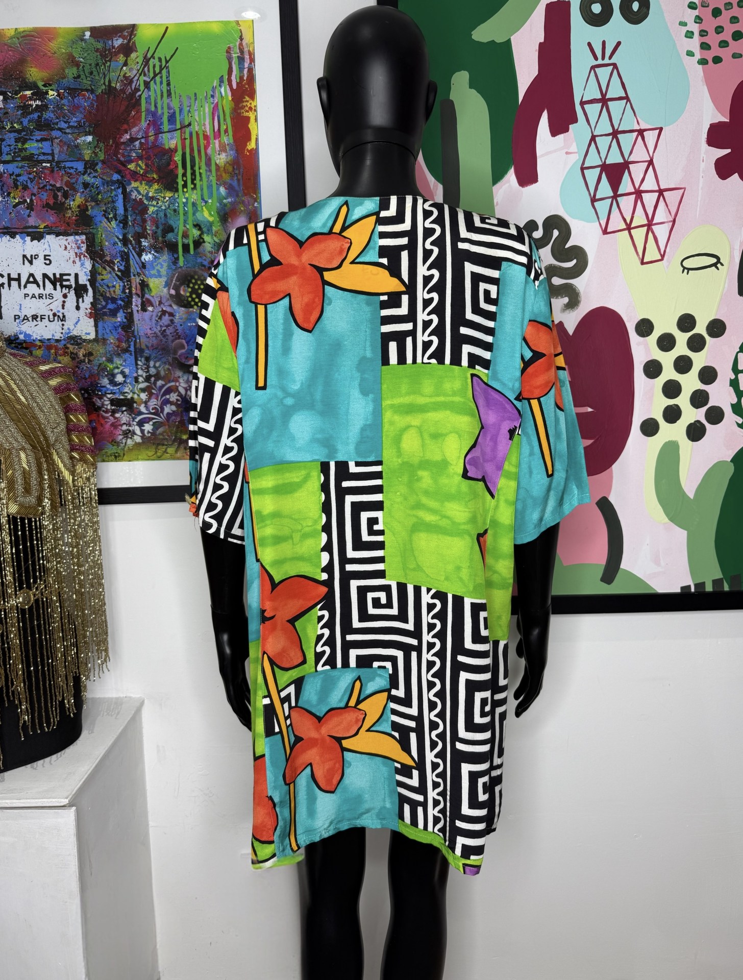 1990s Abstract Vintage Shirt Dress - Image 2
