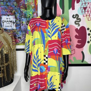1990s Colour Block Abstract Print Shirt