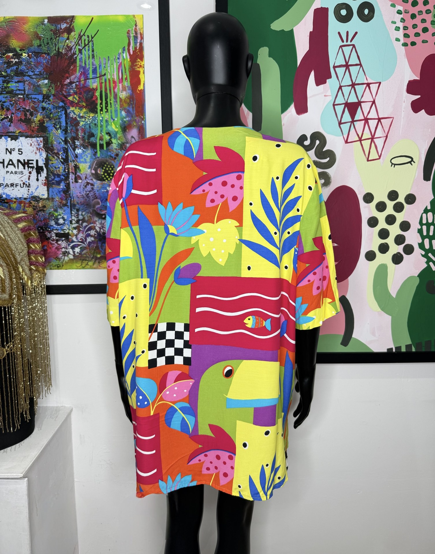 1990s Colour Block Abstract Print Shirt - Image 2