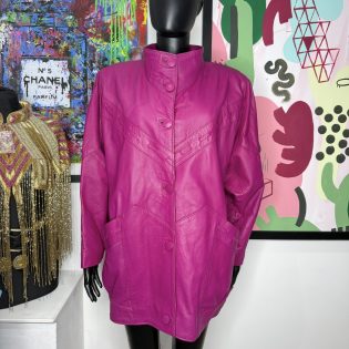 1980s Fuchsia Leather Vintage Jacket