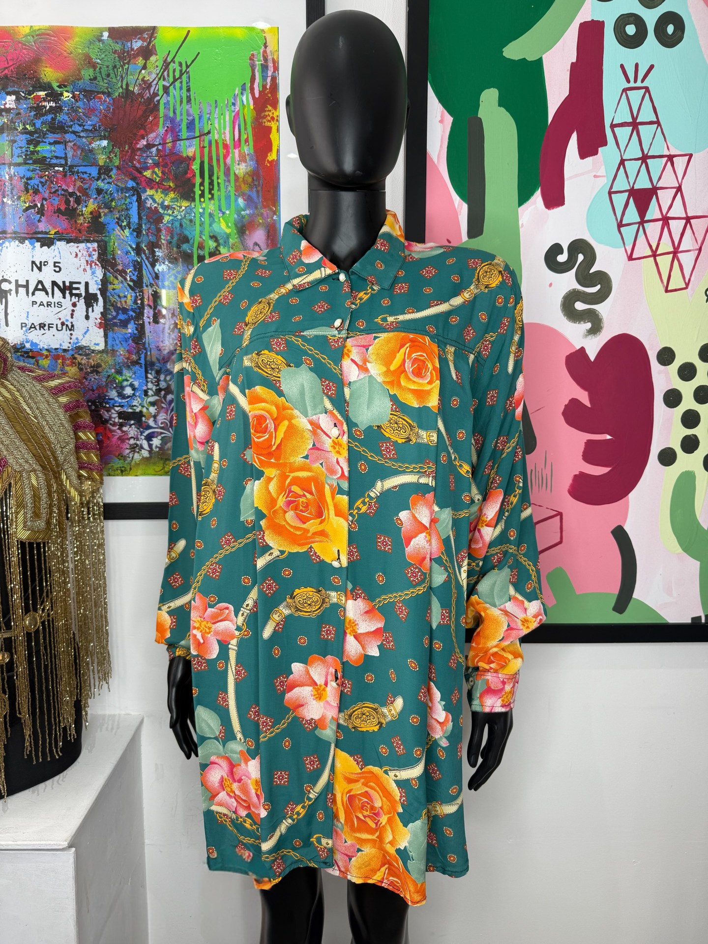 Chain & Rose Print Blouse