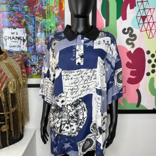 1990s Abstract Graphic Polo Shirt