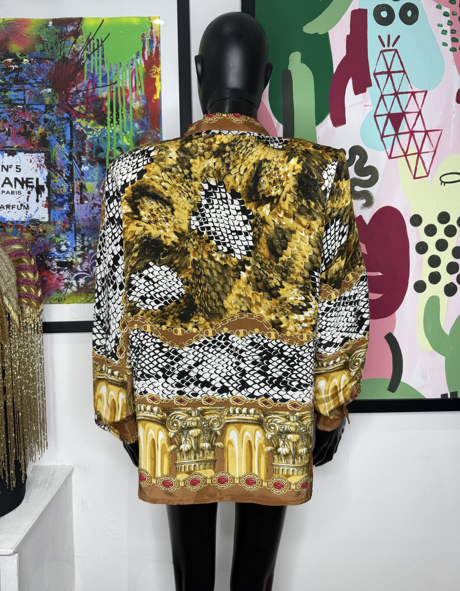 Linea Oro 1990s Silk Baroque Vintage Shirt - Image 3
