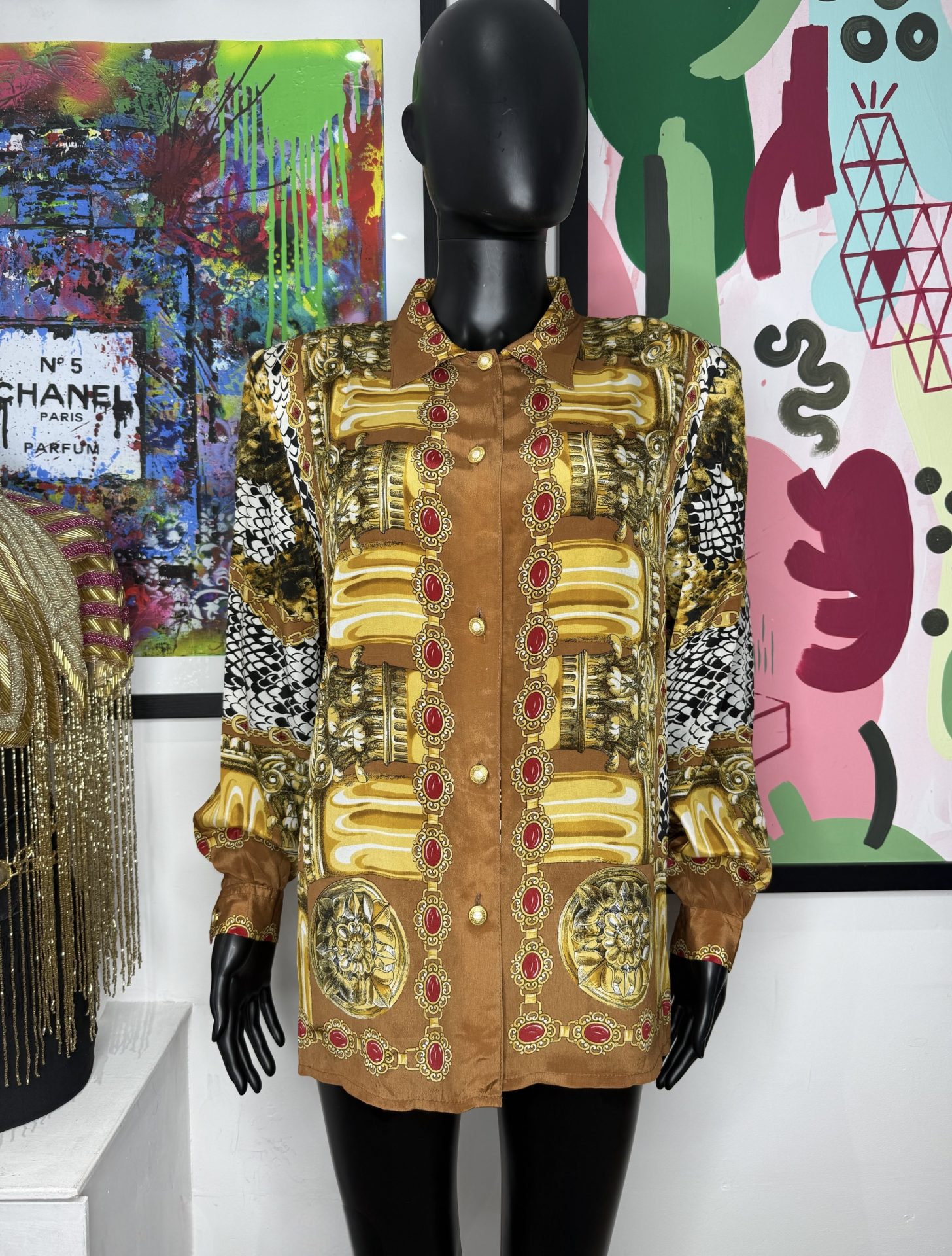 Linea Oro 1990s Silk Baroque Vintage Shirt