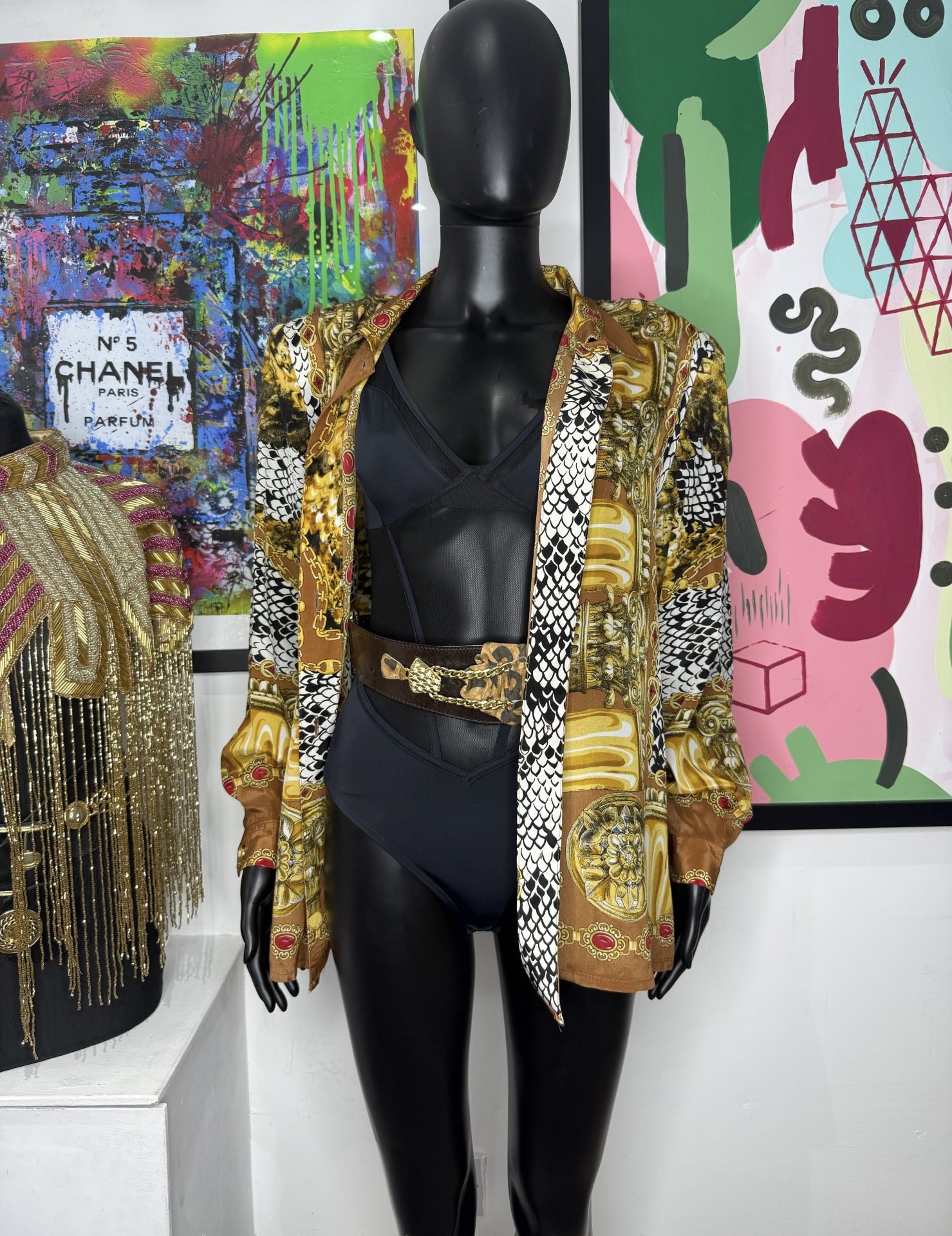 Linea Oro 1990s Silk Baroque Vintage Shirt - Image 4