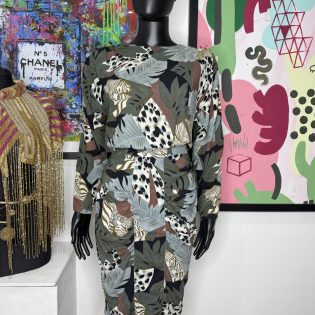 1990s Abstract Leopard Vintage Dress
