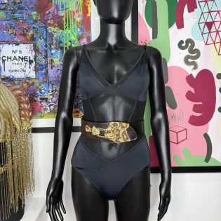 1980s Leopard & Gold Leather Statement Belt