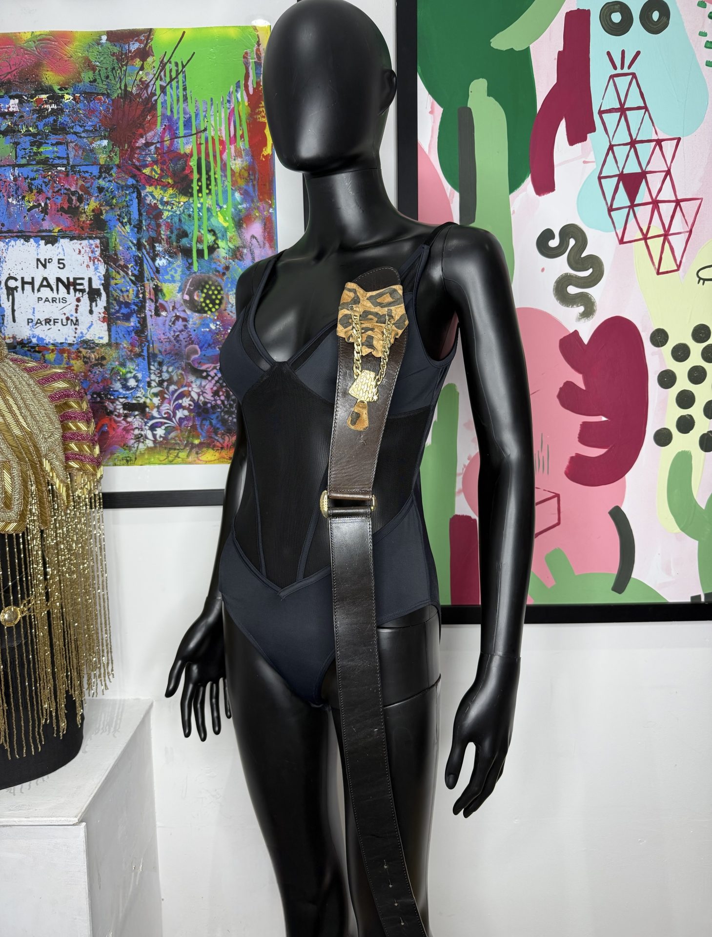 1980s Leopard & Gold Leather Statement Belt - Image 2