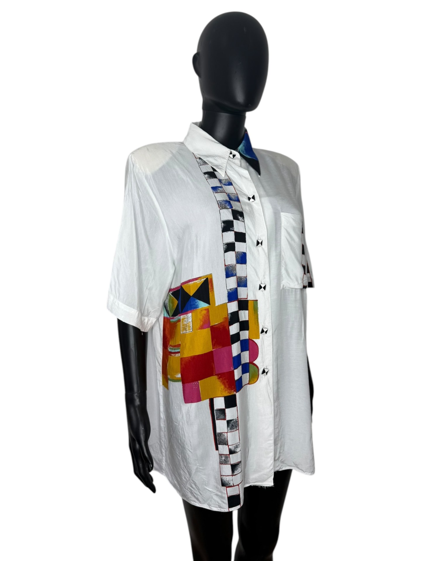 1990s Abstract Art Print Shirt - Image 2
