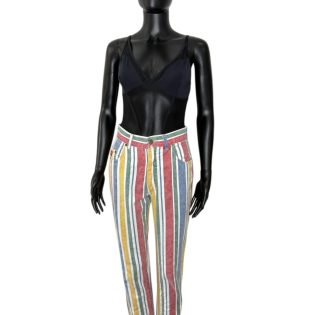 1990s Pastel Stripe High Waist Jeans