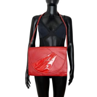 1990s Red Leather Shoulder Bag