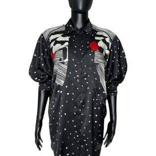 Jean Claire 1990s Abstract Monochrome Batwing Shirt