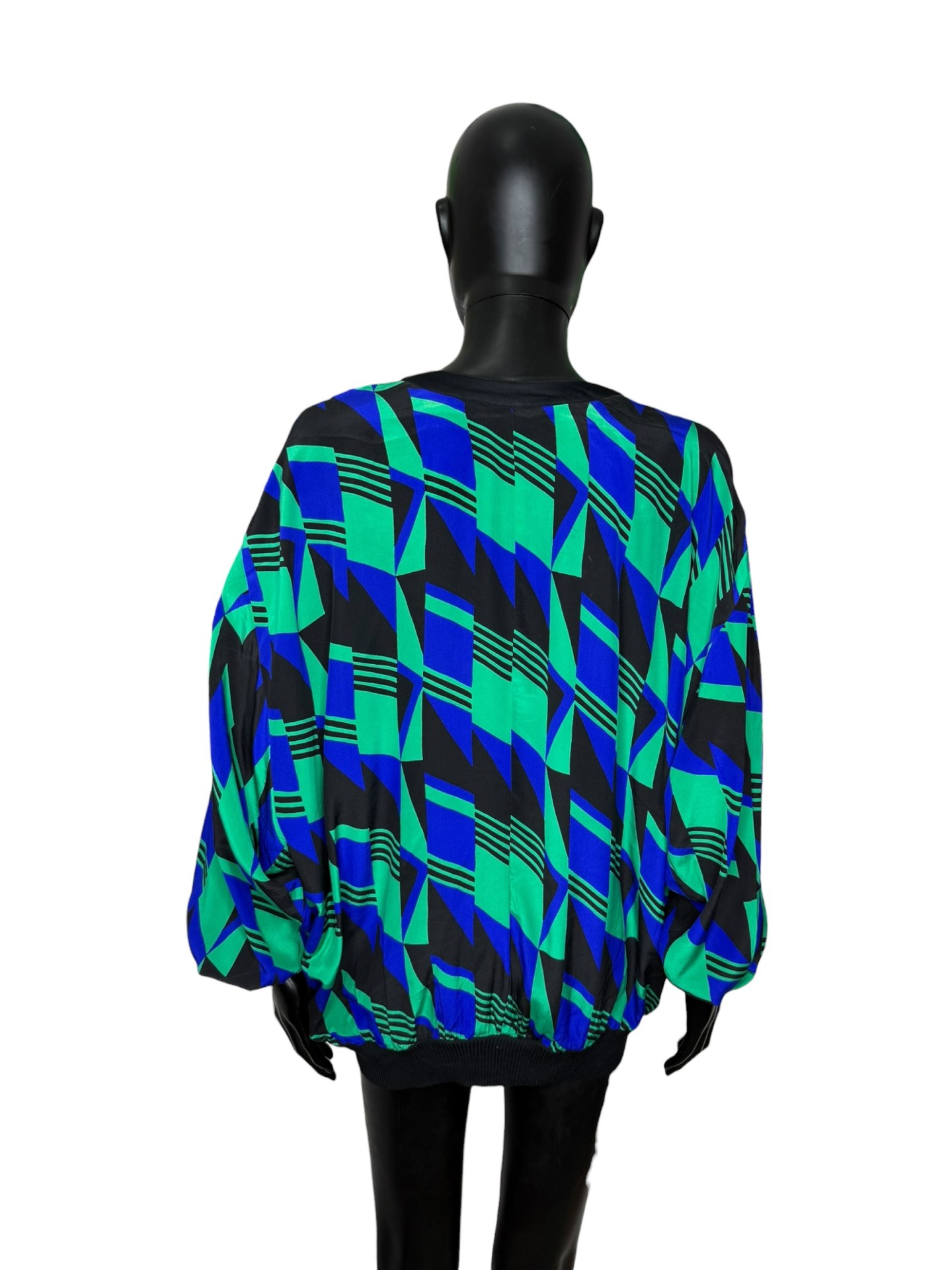 Silk Geometric Print Batwing Jacket - Image 3