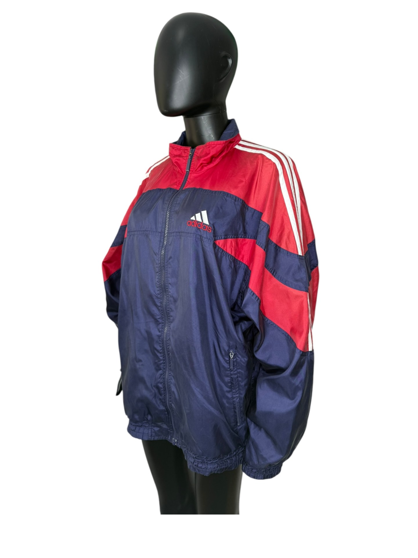 1990s Adidas Red & Navy Track Windbreaker - Image 2