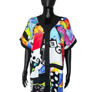 1990s Abstract Print Button Up Shirt
