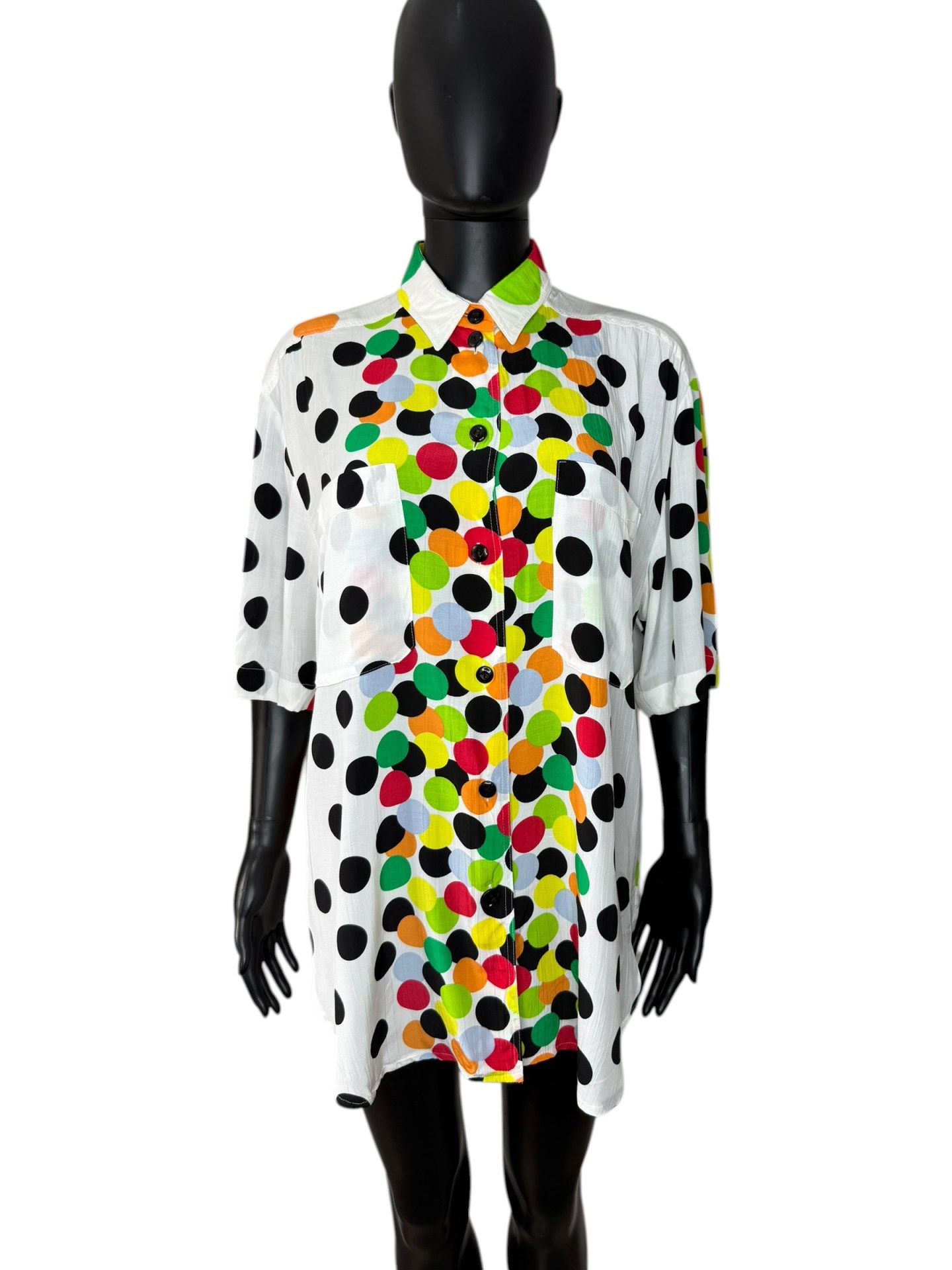 1990s Multicolour Polka Dot Oversized Shirt