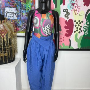 Vintage Rib Cage High Waist Blue Tapered Trousers